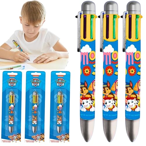 Paw Patrol 6-in-1 einziehbarer Kugelschreiber, lebendige mehrfarbige Tinte, 0,5 mm feine Spitze, für Kinder, Schule, Schreibwaren, Geschenk, Kunst und Handwerk, 3 Stück von SRV Hub