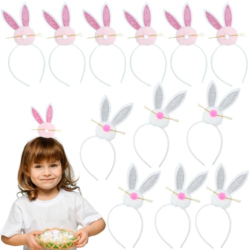 SRV Hub 12 Stück Kinder-Pom-Pom-Stirnbänder, weiß und rosa, glitzernde Hasenohren für Kinder, Kaninchenkostüm, Ostergeschenk, Urlaub, Geburtstag, Party, Zubehör, Foto-Requisiten SRV Hub 12 Stück Kinder-Pom-Pom-Stirnbänder, weiß und rosa, glitzernde Hasenohren für Kinder, Kaninchenkostüm, Ostergeschenk, Urlaub, Geburtstag, Party, Zubehör, Foto-Requisiten von SRV Hub