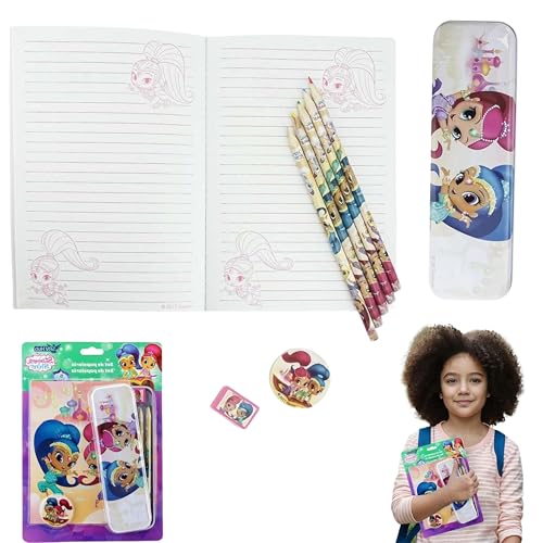 Shimmer and Shine Lizenziertes 9-teiliges Schreibwaren-Set für Kinder – Schulbedarf für Jungen und Mädchen ab 3 Jahren – Federmäppchen, Radiergummi, Lineal und mehr Shimmer and Shine Lizenziertes 9-teiliges Schreibwaren-Set für Kinder – Schulbedarf für Jungen und Mädchen ab 3 Jahren – Federmäppchen, Radiergummi, Lineal und mehr von SRV Hub