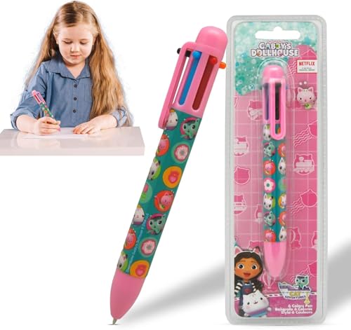 Gabby's Dollhouse 6-in-1 Druckkugelschreiber - Lustiger Regenbogen-Kugelschreiber für Kinder, Schul- & Bürobedarf, Disney-Schreibstift für Studenten, Kindergeschenk & Sammler von SRVertex