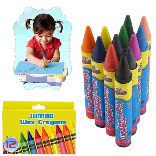 Jumbo-Wachsmalstifte, ein Muss für alle Kinder, Kunst und Handwerk, ungiftige Buntstifte, ideal für Kinder ab 3 Jahren, 12 Stück Jumbo-Wachsmalstifte, ein Muss für alle Kinder, Kunst und Handwerk, ungiftige Buntstifte, ideal für Kinder ab 3 Jahren, 12 Stück von SRVertex