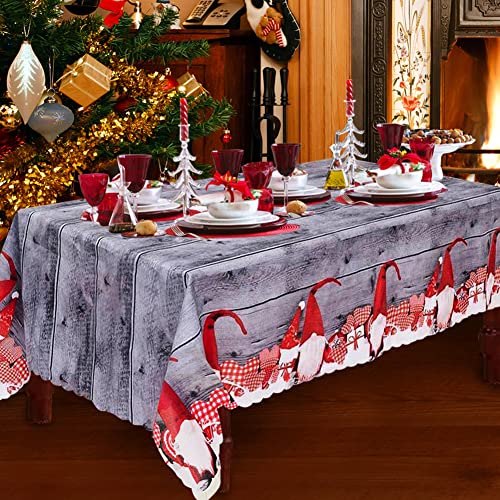 Weihnachtstischdecke, 180 x 150 cm Rechteckige Lang Weihnachten Tischdecke Tischläufer Grau Xmas Tischdecke Esstischdecke, Groß Abwaschbar Weihnachts Tischdecke Tischtuch für Tischdekoration von SRXWO