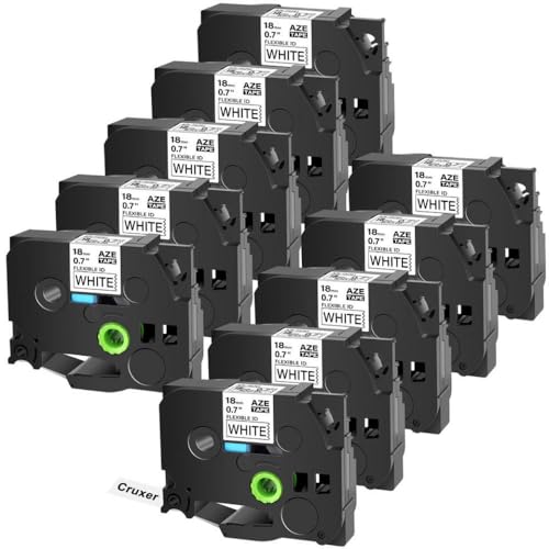 18 mm schwarz auf weiße flexible ID-Etikett-Klebebandspackung 10-Pack Kompatibel mit Etikettendrucker 18 mm schwarz auf weiße flexible ID-Etikett-Klebebandspackung 10-Pack Kompatibel mit Etikettendrucker von SRxBKC