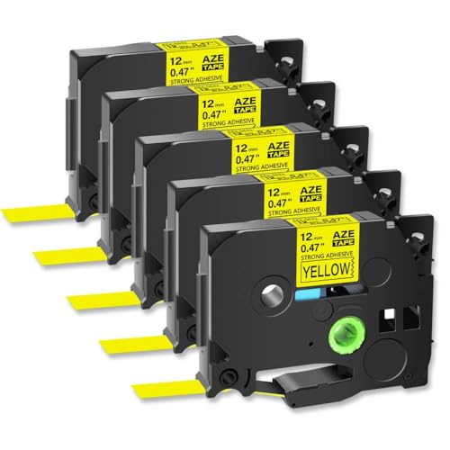5 Pack-Etikett-Klebebandersatz Kompatibel mit Tze-S631 Schwarz auf gelbem Strong-Klebebrand mit 12 mm 5 Pack-Etikett-Klebebandersatz Kompatibel mit Tze-S631 Schwarz auf gelbem Strong-Klebebrand mit 12 mm von SRxBKC