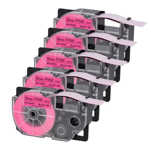 5 Pack schwarz auf fluoreszierend Pink 18mm kompatibles Etikettband Kompatibel mit Drucker der KL Series 5 Pack schwarz auf fluoreszierend Pink 18mm kompatibles Etikettband Kompatibel mit Drucker der KL Series von SRxBKC