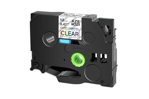Alternatives Etikett Tape 12mm kompatible PT-D210 Buntes Glitzer Starry Sprudel Laser Tze-231L1 Tze-131L1 Series Label Maker(Clear Laser) von SRxBKC