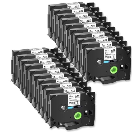 Etiketten Kompatibel mit PT-1000 12 mm schwarz auf weißem Etikettband, die mit Tze-FX231 Kompatibel mit flexible Laminierte Verwendung kompatibel ist von SRxBKC