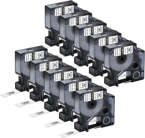 Etikettenbänder Kompatibel mit 4200 Drucker 510 Pack Nylon Flexible Drahtetiketten 12mm 18488 18489 18490(10PK Black on White) von SRxBKC