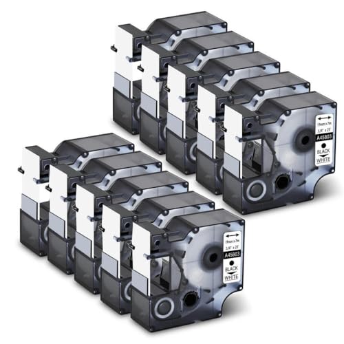 Etikettenband Kompatibel mit Etikettierer 19mm schwarz auf weiß 10 Packersatz Kompatibel mit 45803 Etikettenband Kompatibel mit Etikettierer 19mm schwarz auf weiß 10 Packersatz Kompatibel mit 45803 von SRxBKC
