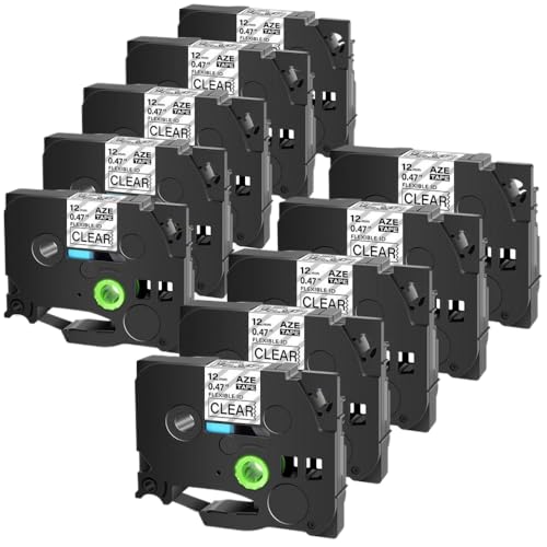 Etikettenkette 10 Pack Kompatibel mit 12 mm flexible ID schwarz auf weißem Laminiert(10PK Black on clear) von SRxBKC