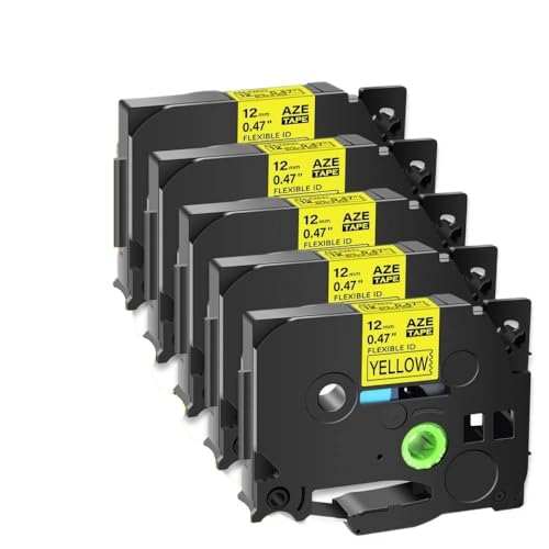 Kompatibel mit Tze-FX 631 Etikettband Kompatibel mit PT-1000-Drucker 5PK Flexible laminierter 12 mm schwarz auf Gelb Kompatibel mit Tze-FX 631 Etikettband Kompatibel mit PT-1000-Drucker 5PK Flexible laminierter 12 mm schwarz auf Gelb von SRxBKC