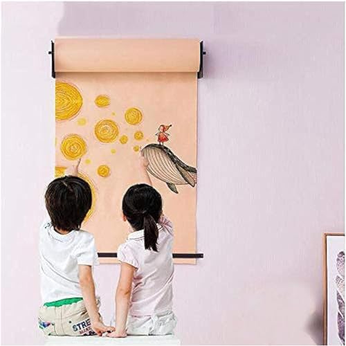 Kraftpapierspender und Schneider – für Büro/Küche/Kinderzimmer, Wandmontage, für Kinder, Doodle Zeichenbrett, Nachrichtenbrett (Stahlrahmen, Breite: 97 cm) von SSDDLZEQ