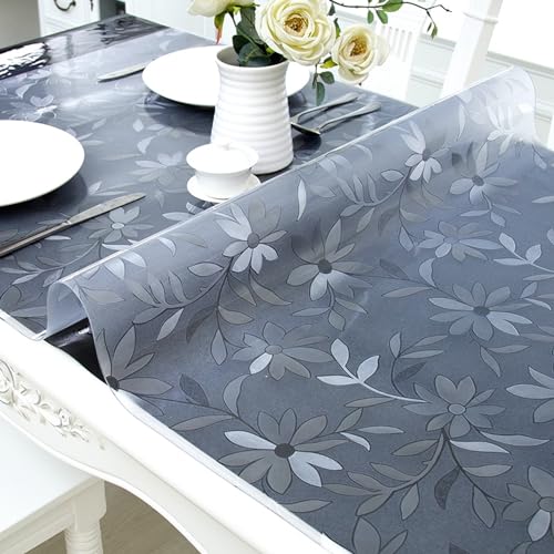 SSFMSF PVC Tablecloth Thickened Desktop Protective Film, Waterproof and Heat-Resistant Wipeable Table Mat, Suitable for Indoor and Outdoor Customization. (Blume, 2mm - 75 x 140 cm Rechteck) von SSFMSF