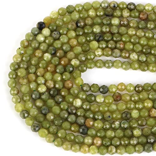2/3/4mm Natursteinperlen Facettierte Runde Grüne JadenLose Perlen Für Schmuck Herstellung Fundstücke DIY Armbänder Handwerk Zubehör-4mm (ca. 91 Stück) von SSFRI