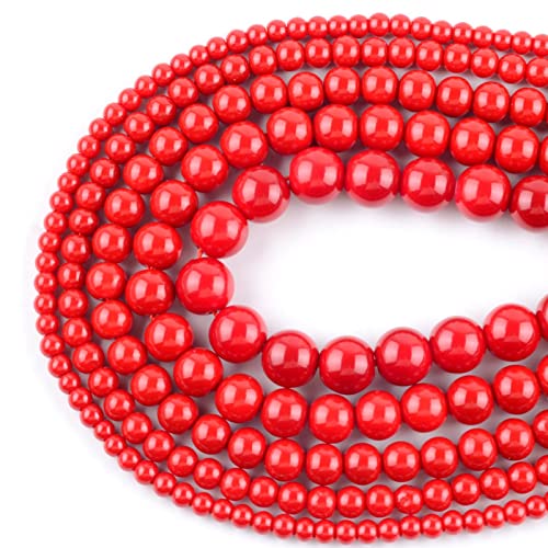 4-12mm Natursteinperlen Synthese rote runde lose Perlen für die Schmuckherstellung DIY Armband Halskette handgefertigte Accessoires-6mm von SSFRI