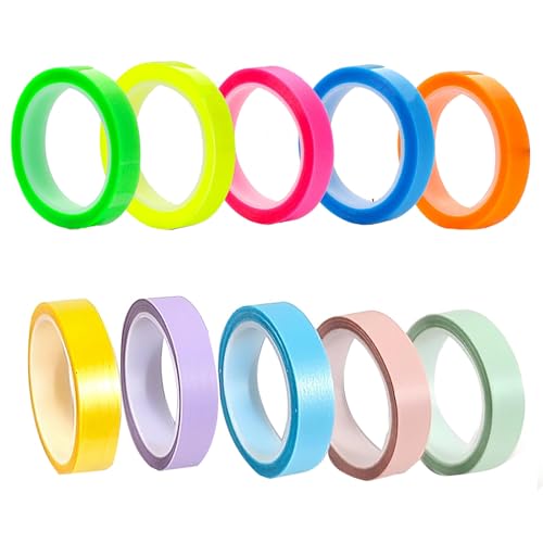 10 Rollen Highlight Strips, Farbiges Transparentes Klebeband, Buntes Klebeband, für Schüler Lehrer Lesen Notizen Machen Im Unterricht(0.6cm X 5m) von SSHUIKKAI