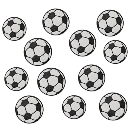 12 Stück Bügelflicken Kinder, Fußball Stoff Patch, Aufnäher Zum Aufbügeln, für Jeans, Rucksäcke, Schals, Socken von SSHUIKKAI