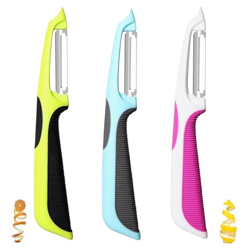 3 Stück Sparschäler, Kartoffelschäler, Gemüseschäler, Kartoffelschälmesser, Schäler Universalschäler, für Gemüse Kartoffel Und Karott Gemüseschäler(Grün Und Schwarz/Rosa Und Weiß/Blau) von SSHUIKKAI