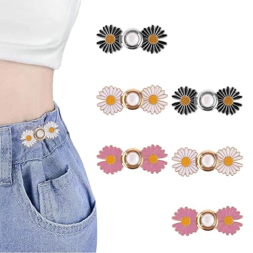 6 Stück Knöpfe Hosenbund Enger Machen, Hosenknopf Zum Enger Machen, Knopf Hose Enger Machen, Hose Enger Machen Clip, für Lose Jeans Gänseblümchenblumen Hosen Taillenschnallen Knopf 6 Stück Knöpfe Hosenbund Enger Machen, Hosenknopf Zum Enger Machen, Knopf Hose Enger Machen, Hose Enger Machen Clip, für Lose Jeans Gänseblümchenblumen Hosen Taillenschnallen Knopf von SSHUIKKAI