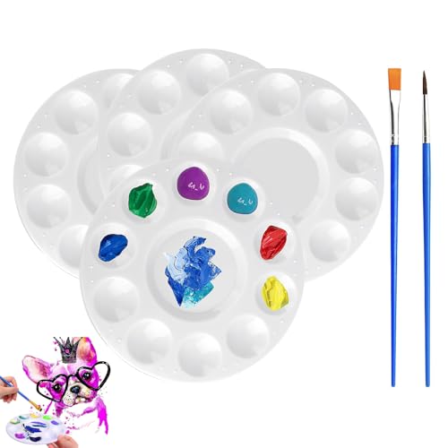6 Stück Wet Palette, Mischpalette Acrylfarben, Mischenmalpalette, Farbmischpalette, Universalpalette, für DIY Kunst Malerei, Weiß(4 Runde Paletten + 2 Liner-Stifte) von SSHUIKKAI