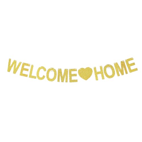 Willkommen Zuhause Banner, Herzlich Willkommen Girlande, Welcome Back Girlande, für Hochzeit Party Familie Festival Feier Haus Dekoration(Gold) von SSHUIKKAI