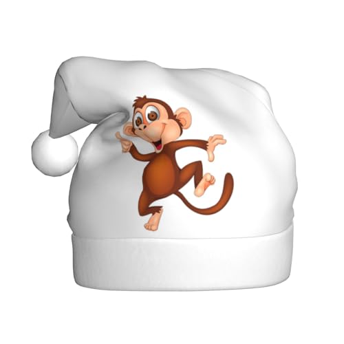 SSIMOO Affe Erwachsene Flauschige Weihnachtsmütze - festliche Dekoration Kopfbedeckung für Partys und Feiertage von SSIMOO