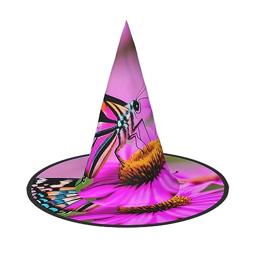 SSIMOO Floral Schmetterling eleganter Hexenhut für Halloween für Frauen - Beste Wahl für das beste Halloween-Kostüm von SSIMOO