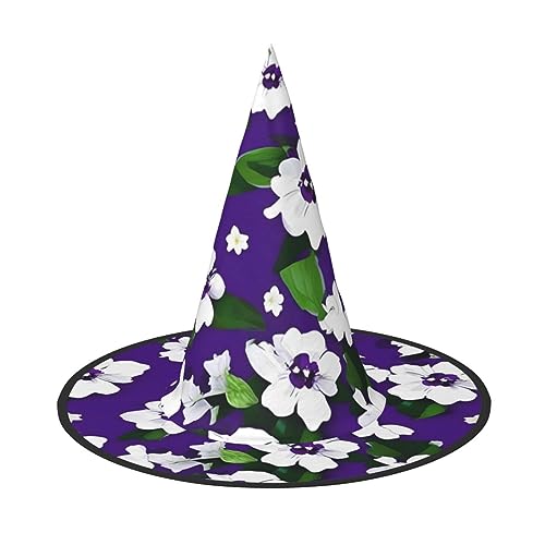 SSIMOO Halloween-Hexenhut für Damen, Violett / Weiß, Blumenmuster, ultimative Wahl für das beste Halloween-Kostüm-Ensemble von SSIMOO