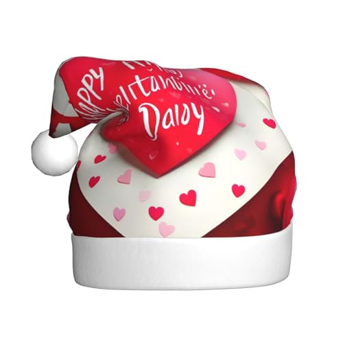 SSIMOO Happy Valentine'S Day Plüsch-Weihnachtsmütze für Erwachsene, festlicher Partyhut, ideales Party-Zubehör für Versammlungen von SSIMOO