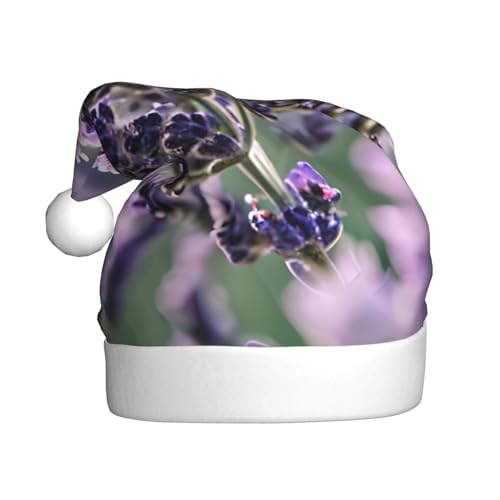 SSIMOO Lavendelblüte Plüsch Weihnachtsmütze für Erwachsene - Saisonale Hutdekoration für festliche Partys und Festtaffen von SSIMOO