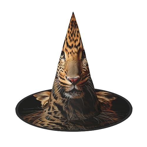 SSIMOO Modischer Halloween-Hexenhut mit Leopardenmuster für Damen - Ihr Lieblingsstück für Halloween-Kostüme von SSIMOO