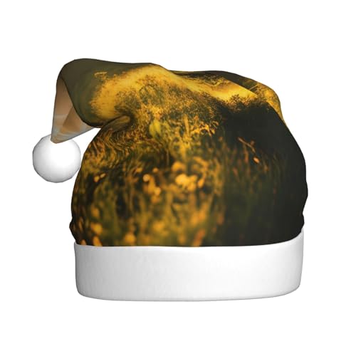 SSIMOO Morgensonne in der Wildnis flauschige Weihnachtsmütze für Erwachsene – festliche Dekoration Kopfbedeckung für Partys und Feiertage von SSIMOO