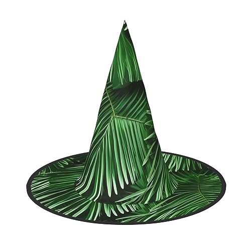 SSIMOO Niedlicher grüner Palmenblätter, schicker Halloween-Hexenhut für Damen, ultimative Wahl für das beste Halloween-Kostüm-Ensemble von SSIMOO