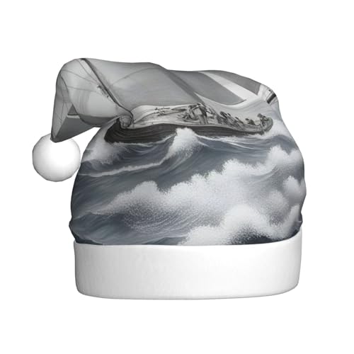 SSIMOO Ocean Sailing Erwachsene Flauschige Weihnachtsmütze - festliche Dekoration Kopfbedeckung für Partys und Feiertage von SSIMOO