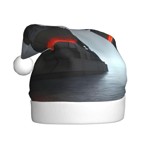 SSIMOO Riesiger Atomschiff-Plüsch-Weihnachtsmütze für Erwachsene, festlicher Partyhut, ideales Party-Zubehör für Versammlungen von SSIMOO