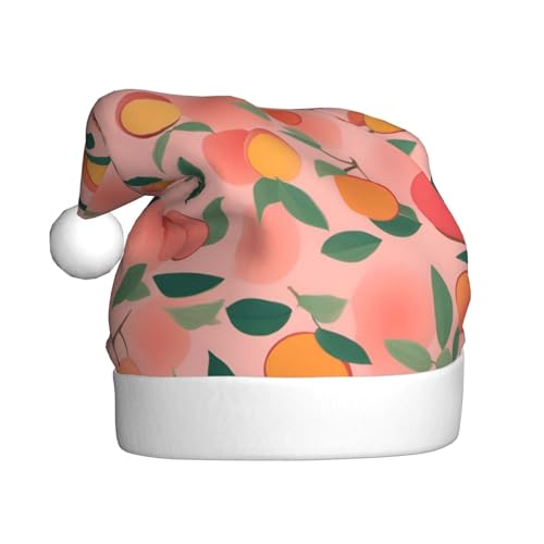 SSIMOO Rosa Pfirsichmuster Nahtloses Muster 1 Plüsch Weihnachtsmütze für Erwachsene, festlicher Partyhut, ideales Partyzubehör für Versammlungen von SSIMOO