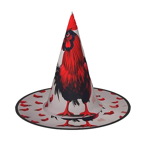 SSIMOO Rotes Huhn Chic Halloween Hexenhut für Frauen - ultimative Wahl für das beste Halloween-Kostümensemble von SSIMOO