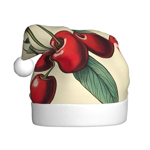 SSIMOO Schöne süße rote Kirsche Weihnachtsmützen für Erwachsene, Urlaubsparty-Zubehör, beleuchten Sie die Party! von SSIMOO