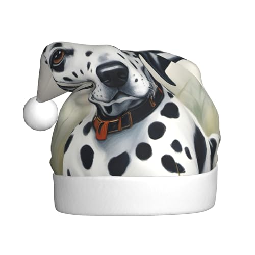 SSIMOO Weihnachtsmütze aus Dalmatiner-Plüsch für Erwachsene, festlicher Partyhut, ideales Partyzubehör für Versammlungen von SSIMOO