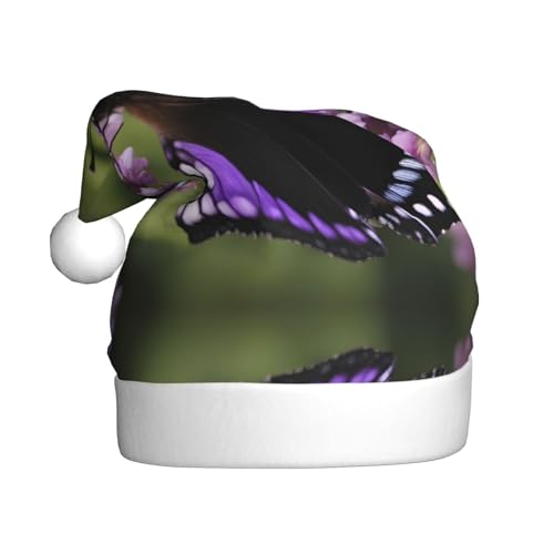 SSIULUS Weihnachtsmütze, lila und schwarz, aber Weihnachtsmannmütze, Unisex, Samt, Weihnachtsmütze für Erwachsene, für Neujahrsparty von SSIULUS