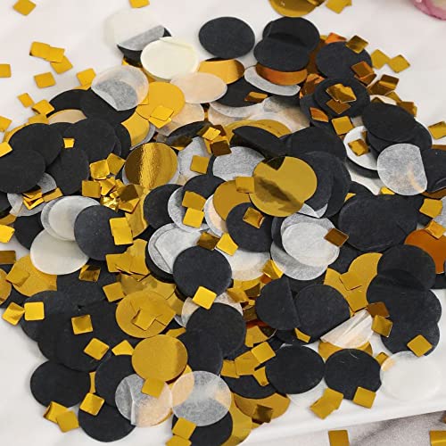 10000 Stück mehrfarbige, hochwertige, runde Konfetti für Hochzeit, Party, Jahrestag, Geburtstag und Valentinstag, Dekorationen, 100 g, mehrfarbige runde Konfetti (schwarz, weiß und gold) von SSKHE