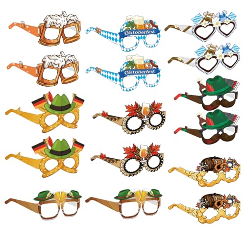 SSKHE 16 Stück Oktoberfest Partybrillen aus Papier, lustige Partybrille für Fantasie-Kleid, Dekoration für Oktoberfest des Deutschen Bierfestivals für Kinder und Erwachsene. SSKHE 16 Stück Oktoberfest Partybrillen aus Papier, lustige Partybrille für Fantasie-Kleid, Dekoration für Oktoberfest des Deutschen Bierfestivals für Kinder und Erwachsene. von SSKHE