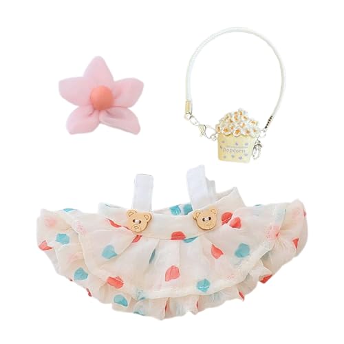 SSKHE 3 Stück Outfit Set für 17cm Labubu Puppen, enthält Hut + Pullover + Tasche Zubehör, niedliche Plüsch Kleidung Zubehör, Keine Puppe enthalten, geeignet für 17cm Puppe (Weiß) von SSKHE