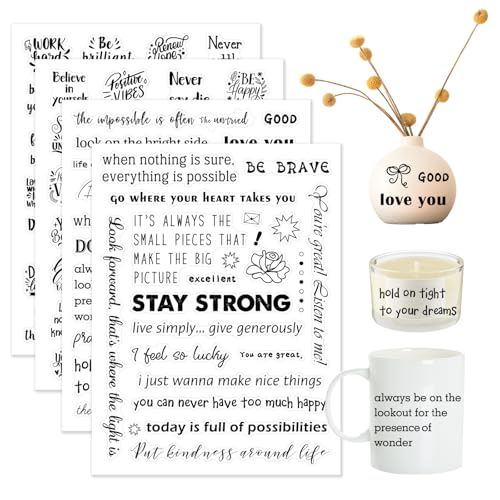SSKHE 4PCS Rub On Sticker motivational Sticker Set mit inspirierenden Sprüchen Dekorative Aufkleber für Geburtstag Hochzeit Familie DIY-Projekte Folie für Möbel Glas Ästhetische Aufkleber SSKHE 4PCS Rub On Sticker motivational Sticker Set mit inspirierenden Sprüchen Dekorative Aufkleber für Geburtstag Hochzeit Familie DIY-Projekte Folie für Möbel Glas Ästhetische Aufkleber von SSKHE