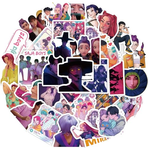 SSKHE 74 Stück Kpop Demon Hunters Aufkleber, Huntrix Merch, Saja Boys Zoey Rumi, Anime Sticker Set, Wasserdicht, Sammelalbum, Fan Geschenk, Deko für Laptop, Koffer, Skateboard von SSKHE