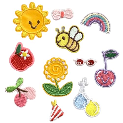 SSKHE Aufnäher zum Aufbügeln, Schultüte, Kinder, Bügelbilder für Kleidung, Hemden, Schultüte, Schulranzen, Kleidung (Sonnenblume, Biene, Brille, Regenbogen) von SSKHE