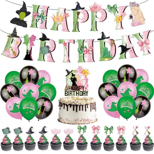 SSKHE Grüne und rosa Partydekoration, böse Geburtstagsdekorationen, Luftballons und Kuchendekorationen, Cupcake-Topper für Hexenprinzessin-Motto-Filmparty Disco Cosplay Geburtstag Tischdekoration SSKHE Grüne und rosa Partydekoration, böse Geburtstagsdekorationen, Luftballons und Kuchendekorationen, Cupcake-Topper für Hexenprinzessin-Motto-Filmparty Disco Cosplay Geburtstag Tischdekoration von SSKHE