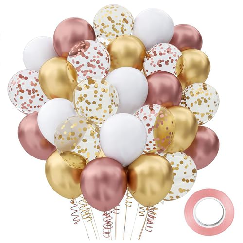 SSKHE Luftballons Gold und Rosa, 60 Stück Konfetti-Ballons, 30 cm, Heliumballons für Geburtstag, Hochzeit, Baby-Taufe SSKHE Luftballons Gold und Rosa, 60 Stück Konfetti-Ballons, 30 cm, Heliumballons für Geburtstag, Hochzeit, Baby-Taufe von SSKHE