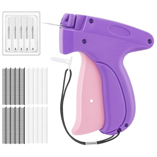 SSKHE Stichpistole für Kleidung, tragbare Mini-Stichpistole, stitchy Quick Clothing Fixer, Kleidung Tagging Maschine mit 5 Ersatznadeln, 1000 schwarze & 1000 weiße Mikroverschlüsse von SSKHE