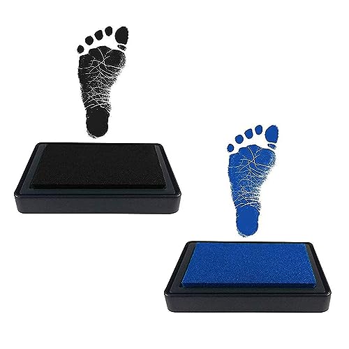SSRDFU - 2 Pcs Baby-Stempelkissen, Baby-Hand- und Fußabdruck-Set, Baby-Fuß- oder Hand- und Fußabdruck-Set, sicher wiederverwendbar, leicht abwaschbar (2 Farben) von SSRDFU